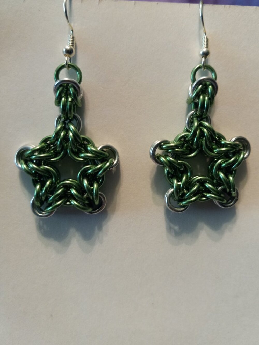 Green Celtic Labyrinth star earrings
